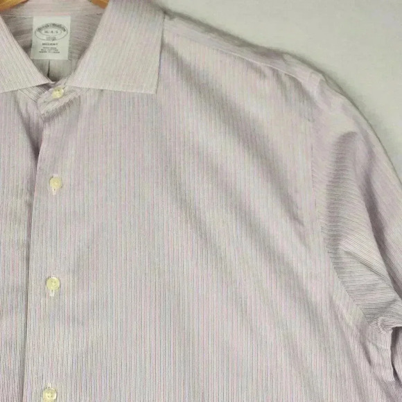Brooks Brothers Mens Regent Dress Shirt Sz 16 4-5 Non Iron Red Blue Pinstripe - Picture 6 of 16